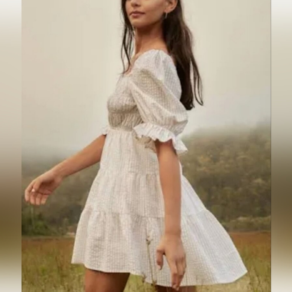 New MINKPINK White And Cream Cotton Prairie Dress